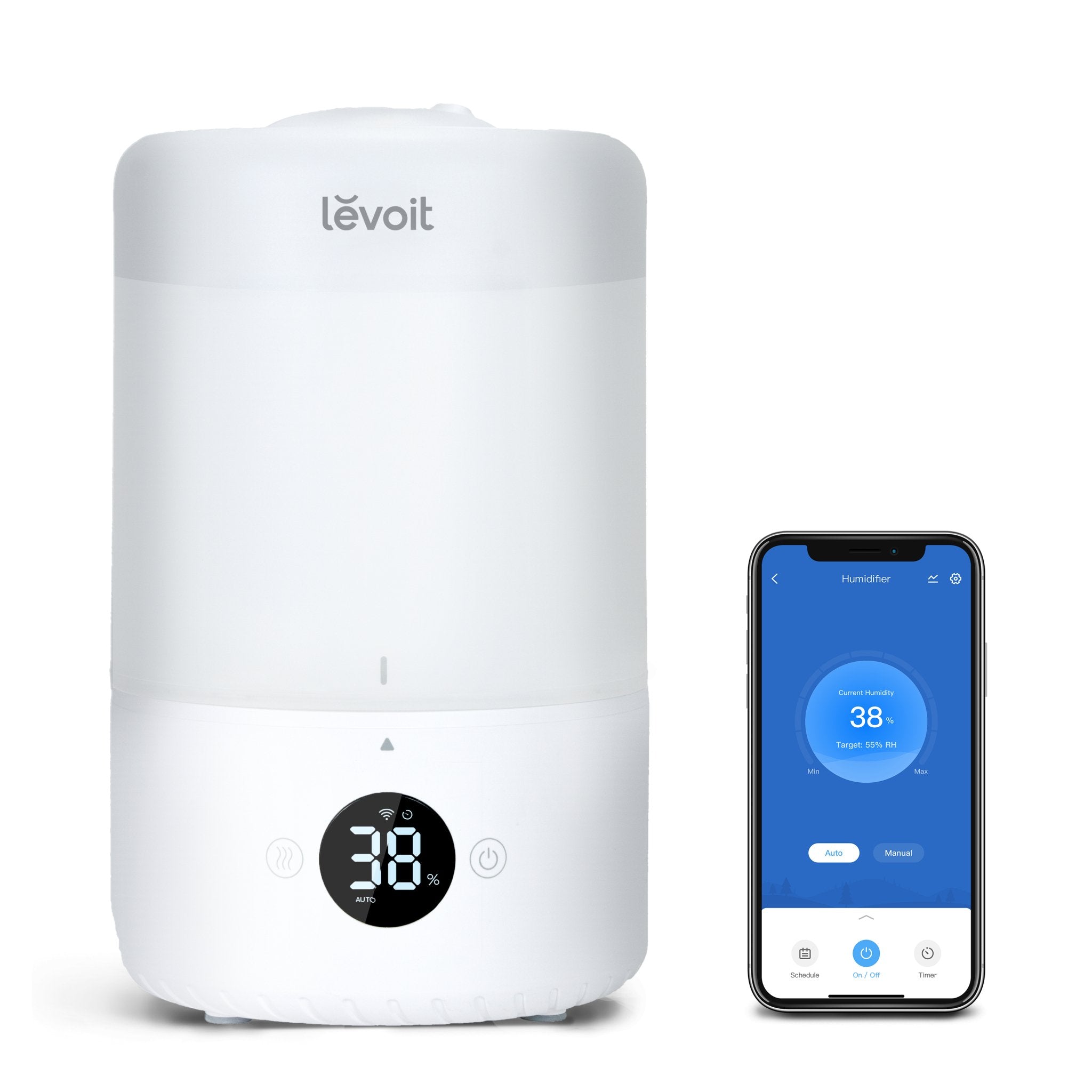 LEVOIT Humidificadores inteligentes duales 200S para dormitorio, llenado  superior, personalizar la humedad para el hogar, guardería y plantas con