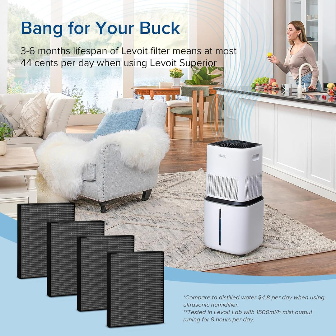 Levoit Superior 6000S Smart Evaporative Humidifier Replacement Filters (4-Pack)