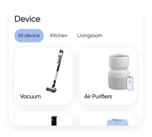 VeSync device category screen