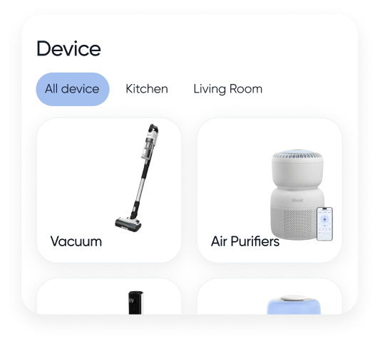 VeSync device category screen