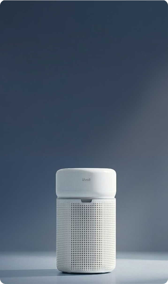 Levoit Eleva 300X on a blue background