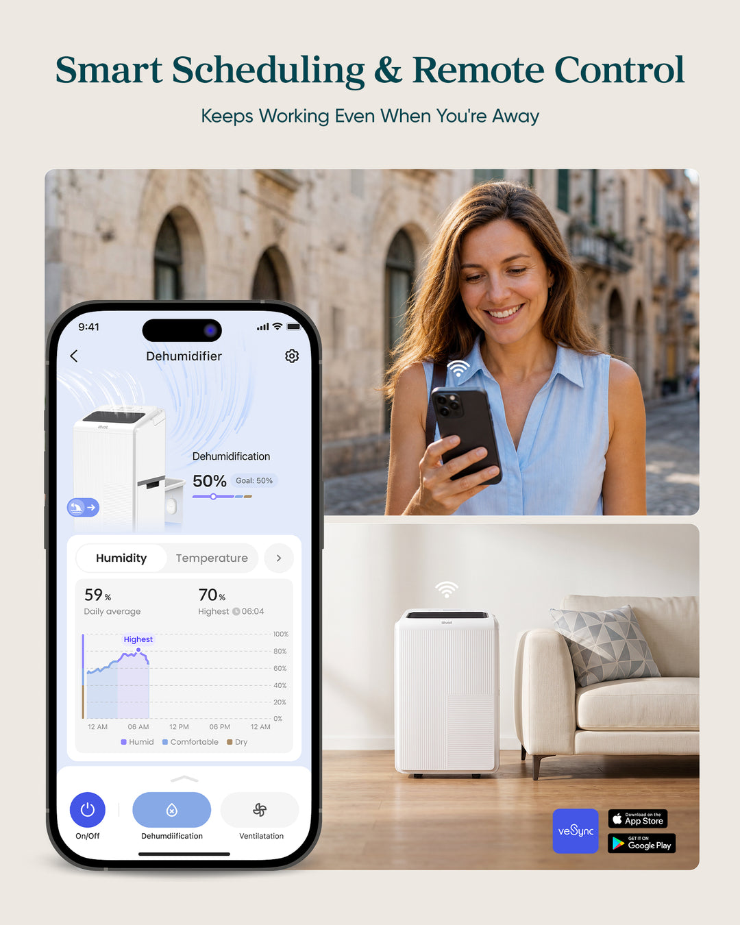 Levoit Smart Dehumidifier with 24/7 Pump Drainage
