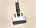 Close-up of Levoit AERO™ cordless vacuum floor head featuring TripleStrike™ anti-tangle roller brush.