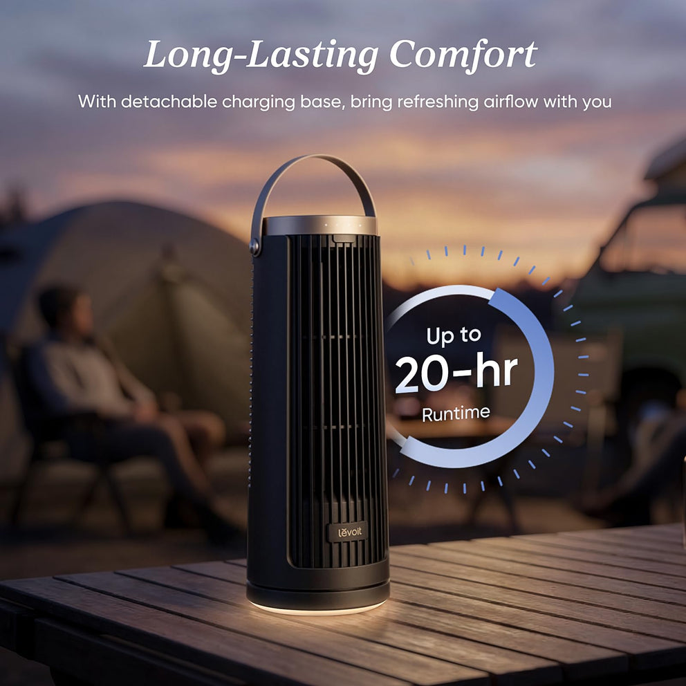 Levoit Windi Mini Pro Portable Desk Tower Fan | Cordless Fan